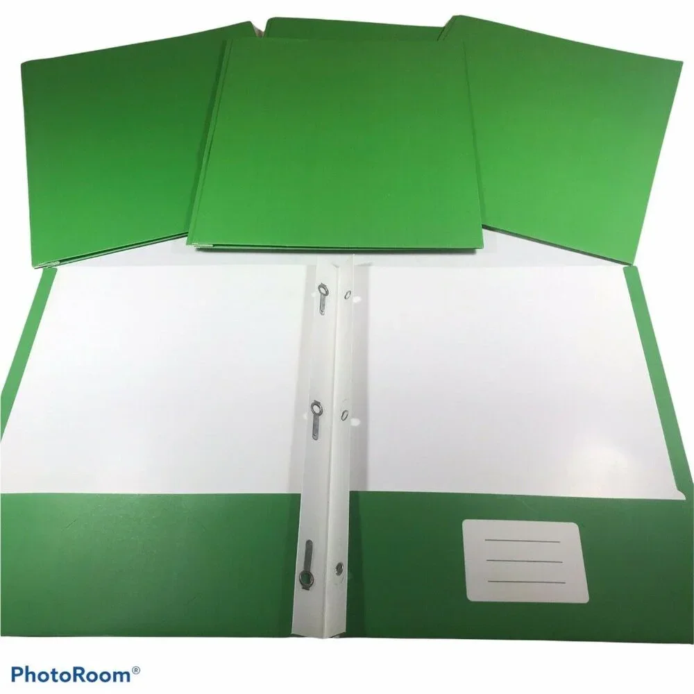 Lot Of 5 Pen And Gear Green Paper Stock 2 Pocket 3 Prong Folders New